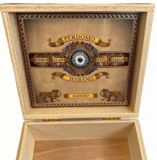PERDOMO HABANO Bourbon Barrel Aged Epicure Empty Wooden Cigar Box 3