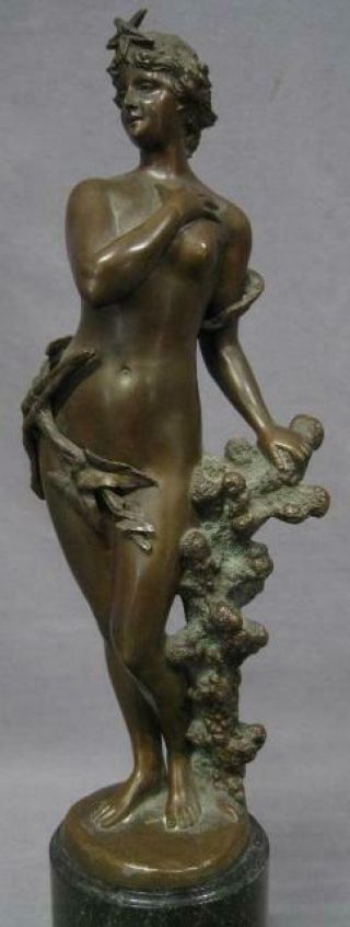 Antique Art Nouveau Bronze Figure Of A Nude Woman