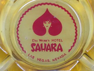Vintage Del Webb ' s SAHARA HOTEL Casino Amber Glass ASHTRAY Las Vegas Nevada 3