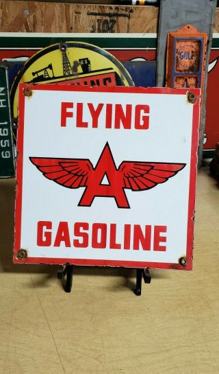 Flying A Gasoline Porcelain Sign Gas Pump Plate Tydol Vintage Gasoline
