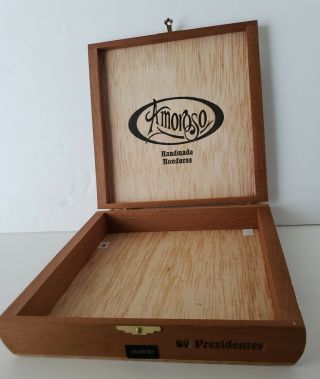 Vintage Amoroso Wood Cigar Box Handmade Honduras Empty Display NOVELTY 2