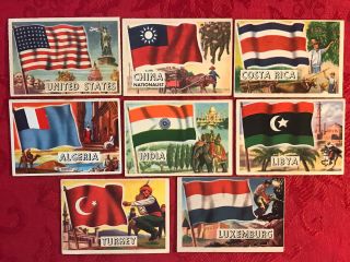 1959 Flags Of The World X 8 Large Cards - A &bc Gum - With Usa - Scarce - U.  K.  Issued - Ex