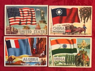 1959 FLAGS OF THE WORLD X 8 LARGE CARDS - A &BC GUM - WITH USA - SCARCE - U.  K.  ISSUED - EX 2