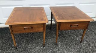 Pair Lane Acclaim Mid Century Dovetail End Table Night Stand W/ Drawers