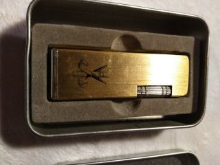 Vintage gold tone Firebird Pipe Lighter with metal case 2