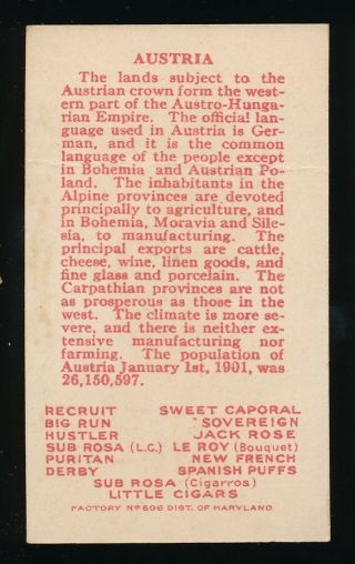 1910 T113 Thirteen Brands (RED Fact 606) TYPES OF NATIONS - Austria Tough 2