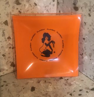 Vintage Playboy Club Orange Glass Plate/ashtray -