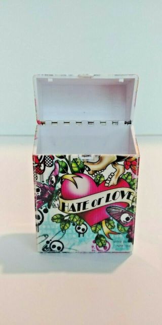 RETRO Crush - proof Plastic Cigarette Case Colorful Tattoo Ed Hardy Push to Open 3