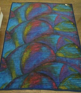 Vintage Dolan Acrylic Throw Blanket Colorful Blue Purple Shapes 57 X 75