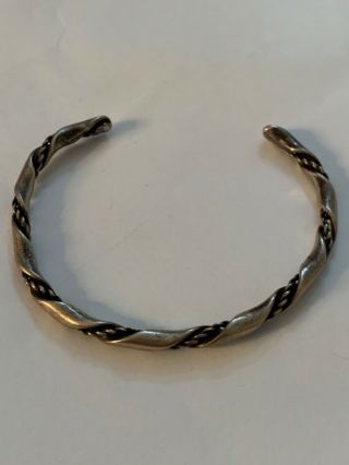 Vtg Native American Navajo Sterling Silver 925 Half Bangle Cuff Twisted Bracelet