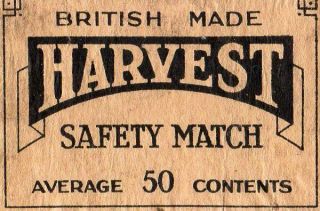 Matchbox Label Panel England Harvest Welwyn Match Co.