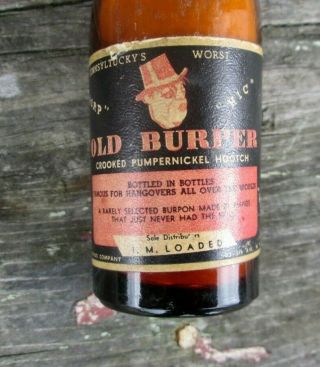Vintage Novelty Glass Whiskey Bottle Lighter Old Burper Red Metal Cap Ever - Lite 3