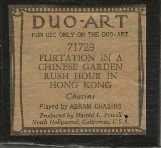 Piano Roll Vintage " Duo - Art " Ex Cond " Flirtation In A Chinese Garden " 71729