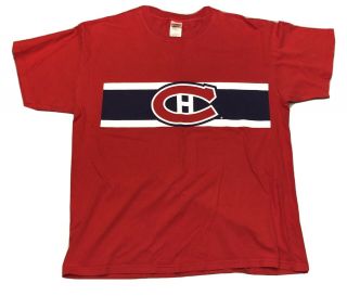 Montreal Canadiens T - Shirt Vintage Les Habitants Nhl Hockey 100 Cotton Red L