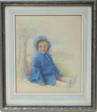 Old Antique Miniature Portrait Painting Young Girl Child Keturah Collings C1925