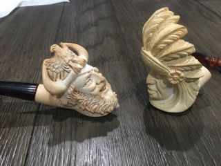 2 Old white figures smoking pipes Viking pirate & Chief 3
