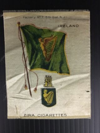 Vintage Zira Cigarettes Ireland Flag Tobacco Card Silk