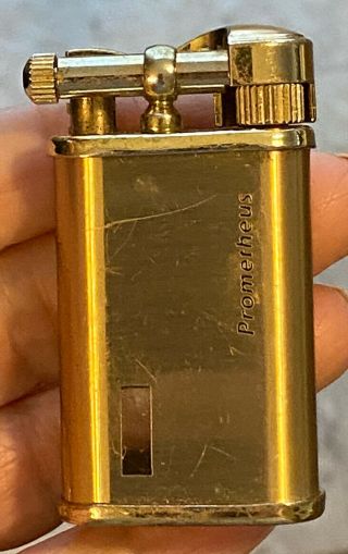 Vintage Prometheus Korea Gold Plated Lift Arm Lighter 2 - 1/4”