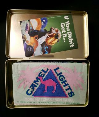 Vintage Camel Cigarettes Collectors Tin With 50 Pack Of Camel Matches 2