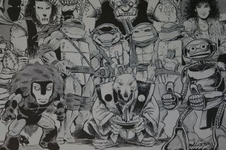 Vintage Teenage Mutant Ninja Turtles Splinter and cast Kevin Eastman Print 2
