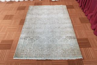4x6 Traditional Vintage Oriental Distressed Floral Hand Knotted Wool Area Rug