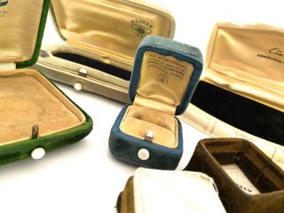 Vtg/antique Velvet Celluloid Jewelers Ring Boxes Art Deco Mop