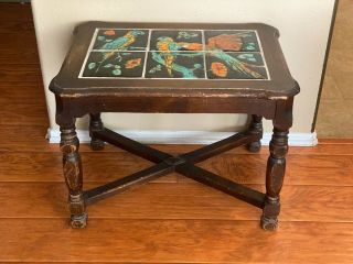 Antique Parrot Tile Table Pottery Catalina Or Tudor