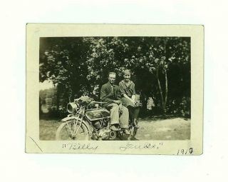 Vintage Excelsior Motorcycle 1917 Antique Snapshot Photo