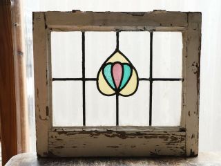 Antique Stained Glass Windows Three (3) Color Art Nouveau Tulips (3107) 2