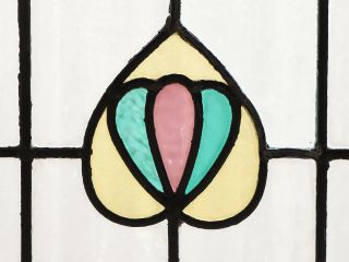 Antique Stained Glass Windows Three (3) Color Art Nouveau Tulips (3107) 3
