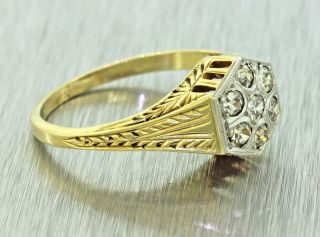1930s Antique Art Deco 14k Yellow Gold Platinum.  30ctw Diamond Engagement Ring 2