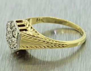 1930s Antique Art Deco 14k Yellow Gold Platinum.  30ctw Diamond Engagement Ring 3