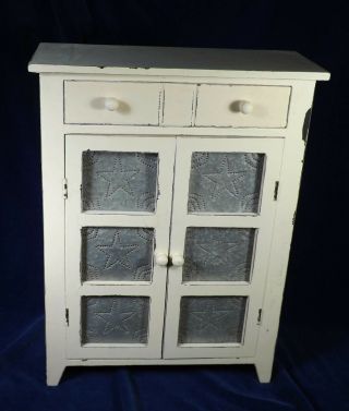 Small Antique Vintage Style Wood & Metal Pie Cabinet Display Unique 12”x17”x5 "