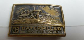 Caterpillar Track - Type Tractor Brass Tone 3d Vintage Belt Buckle,  Leavens Mfg.