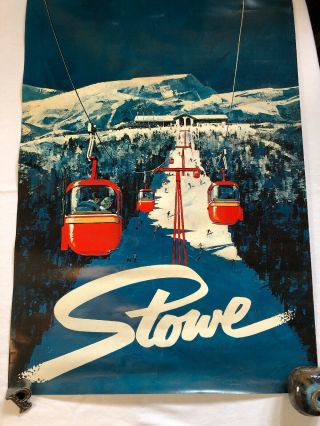 Vintage Ski Poster Stowe Vermont Rare Mid Century 37 " X 24 " Decor Wow Colors