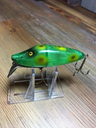 Vintage Fishing Lure Paul Bunyan Weaver Transparent Frog Tough Old Bait