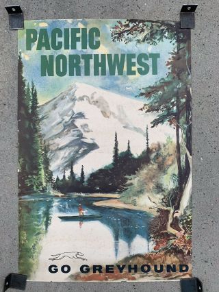 R.  Loehl Vintage Poster “pacific Northwest” Go Greyhound Bus Travel Usa