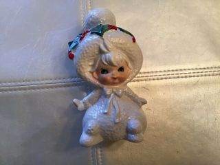 Vintage Lefton Snow Baby Christmas Figurine Japan Pixie Elf