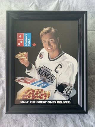 Vintage Wayne Gretzky Framed 8 X 10 Picture Dominos Pizza Advertisement