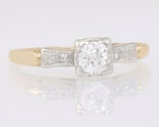 Antique Estate.  20ct Diamond 14k 18k Two Tone Gold Deco Engagement Ring