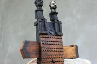 Antique Tribal Wooden Lock Door Latch Hand Carved Wooden African Art Rustic Lock