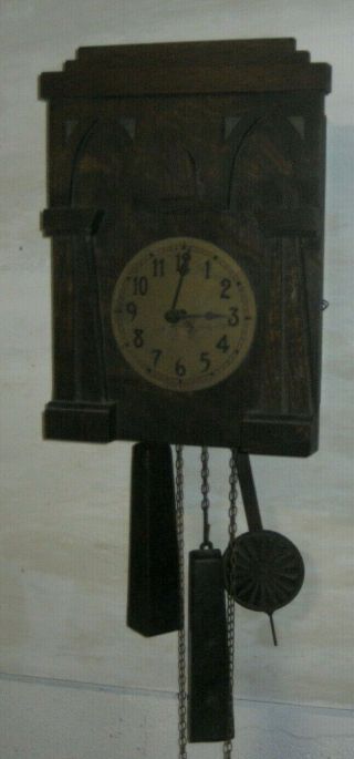 Antique American Clock Co.  Philadelphia Wall Cuckoo Clock Mission Oak