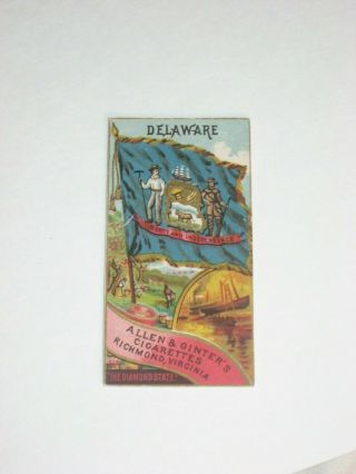 1890 N11 Allen & Ginter Cigarettes - Flags Of States/territories Card - Delaware