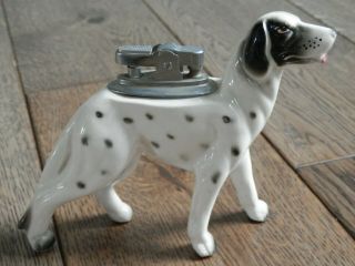 Vintage Porcelain Pointer Hunting Dog Cigarette Table Lighter Japan