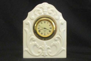 Vintage Lenox Porcelain China Mantel Clock Off White Gold Tone Quartz For Repair