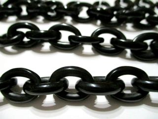 VICTORIAN Antique WHITBY JET Oval Link MOURNING NECKLACE - PARTS c1880 2