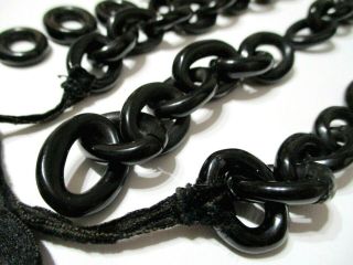 VICTORIAN Antique WHITBY JET Oval Link MOURNING NECKLACE - PARTS c1880 3