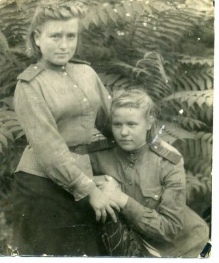 1940s Ww2 Two Women Rkka Red Army Russian Vintage Photo