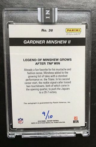 Gardner Minshew II Rookie Card RC Autograph Auto - Very Rare.  Only 10 Made 2