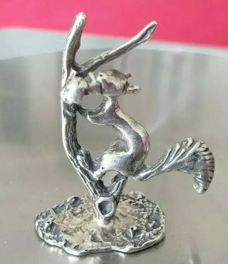 Vintage Solid Silver Italian Made Miniature Squirrel On A Tree.  Hallmarked.